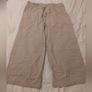 NWOT Linen Pinstripe Wide-Leg Pants